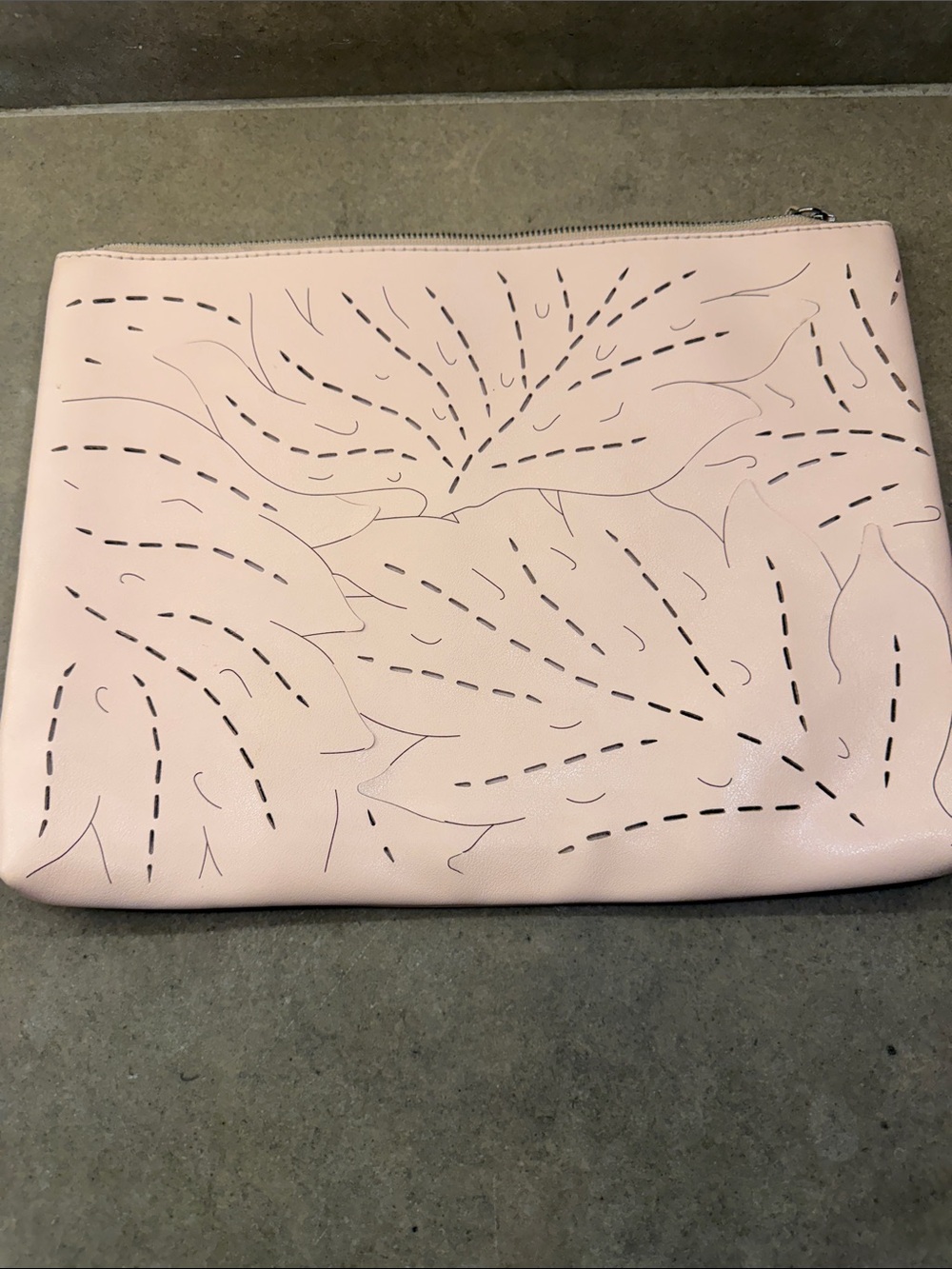 Banana Republic Pale Pink Laser-Cut Leaf Zip Clutch